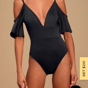 NWOT Lulus Black Off the Shoulder Body Suit